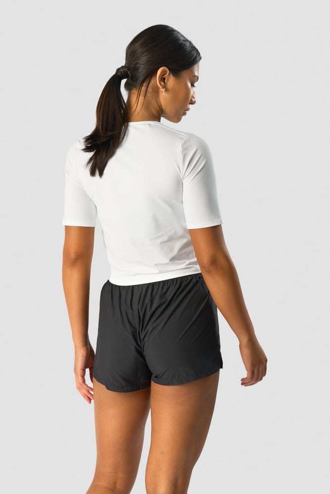 charge cropped mid sleeve wmn white