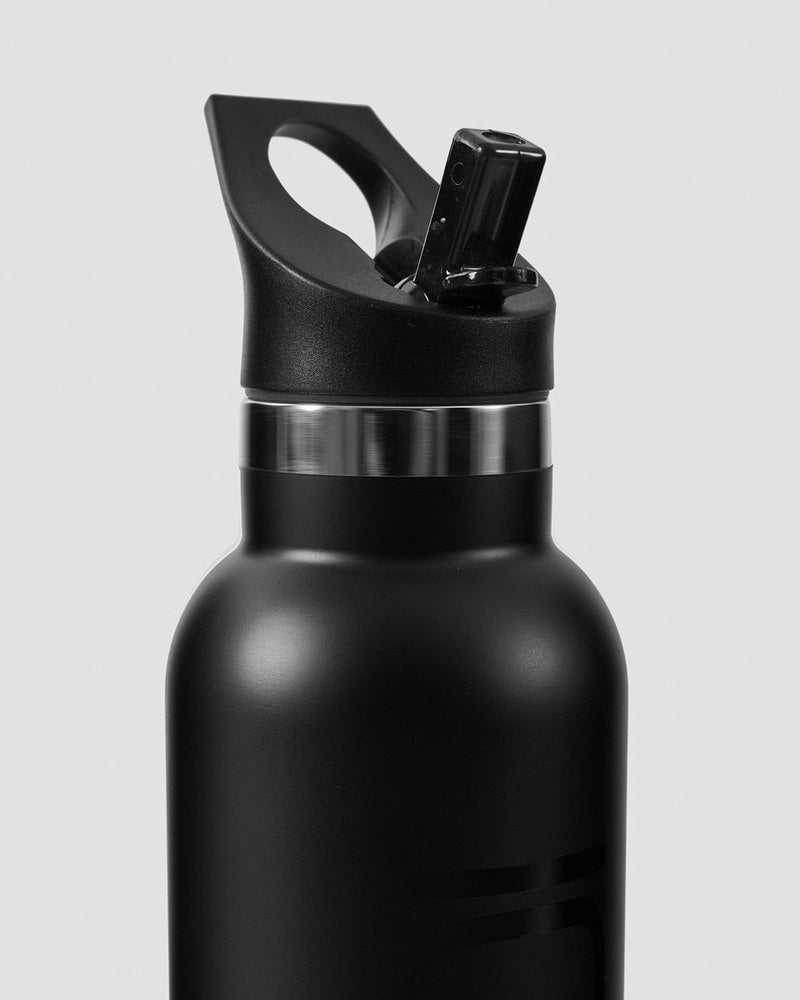 stainless steel water bottle black w. black logo 600ml