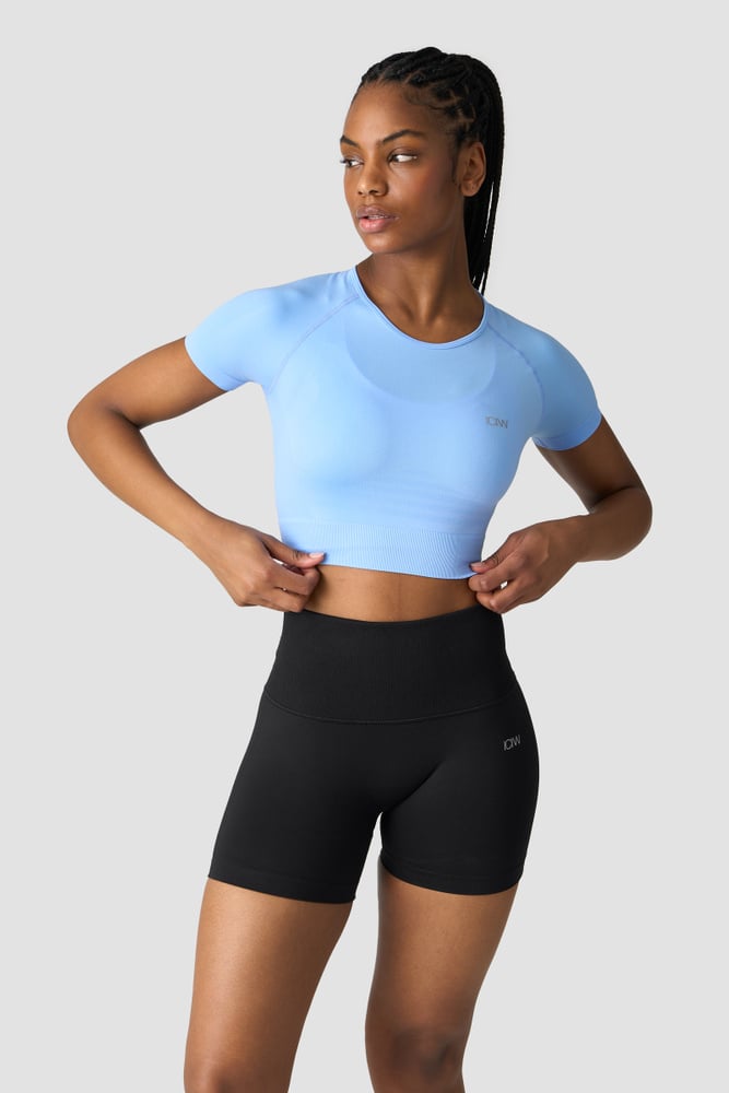 define seamless cropped t-shirt daisy blue