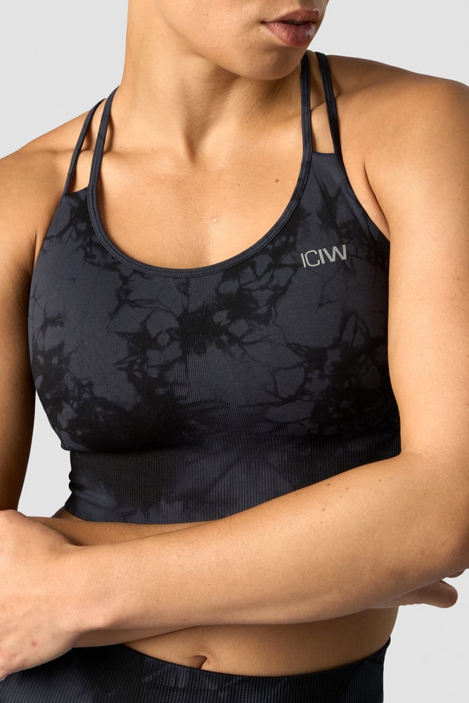 define seamless tie dye sports bra midnight