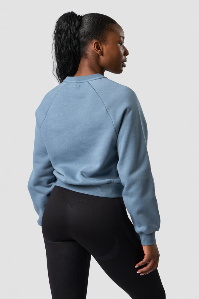 everyday cropped crewneck steel blue