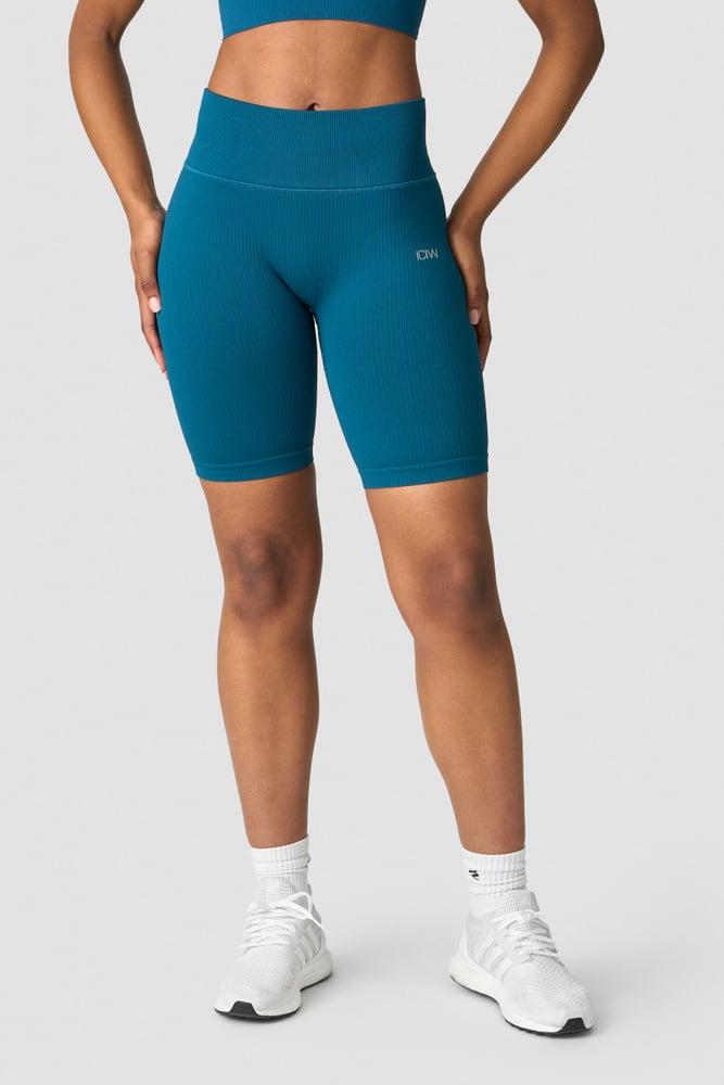 ICANIWILL - Ribbed Define Seamless Biker Shorts - Teal Blue