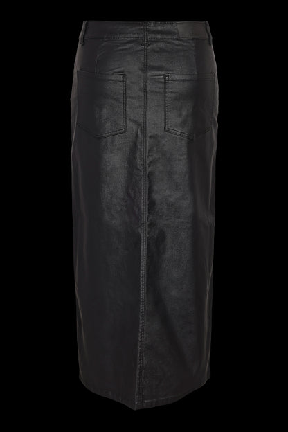 NOISY MAY - Kath Nw Slit Long Skirt Coated Bl - Black