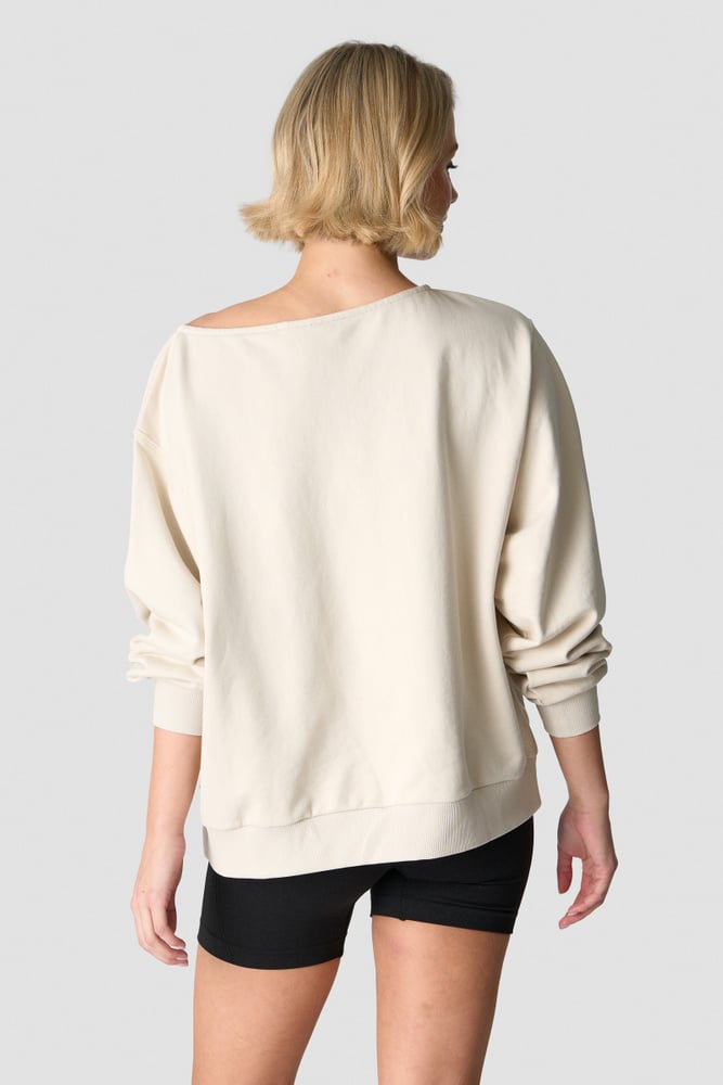 revive oversized crewneck print wmn light beige