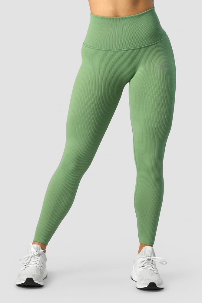 ribbed define seamless pocket tights light green