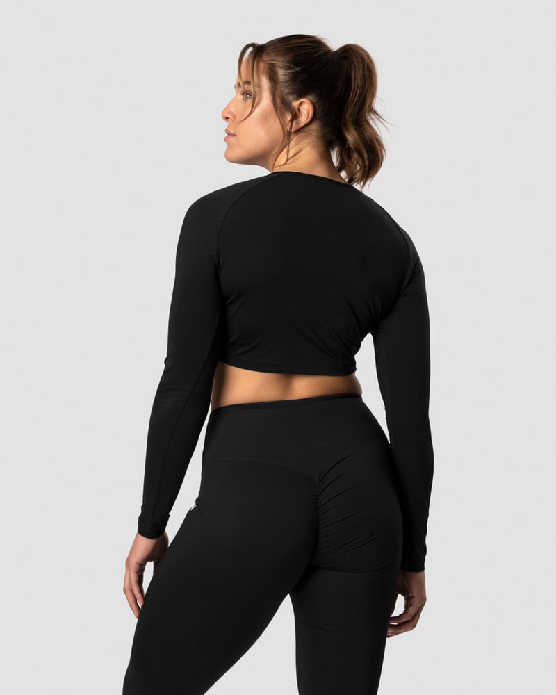 scrunch long sleeve black wmn