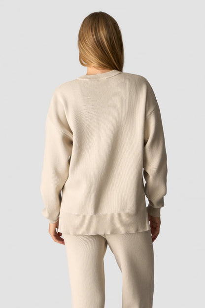 soft knit crewneck light beige