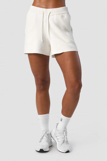 soft knit shorts white