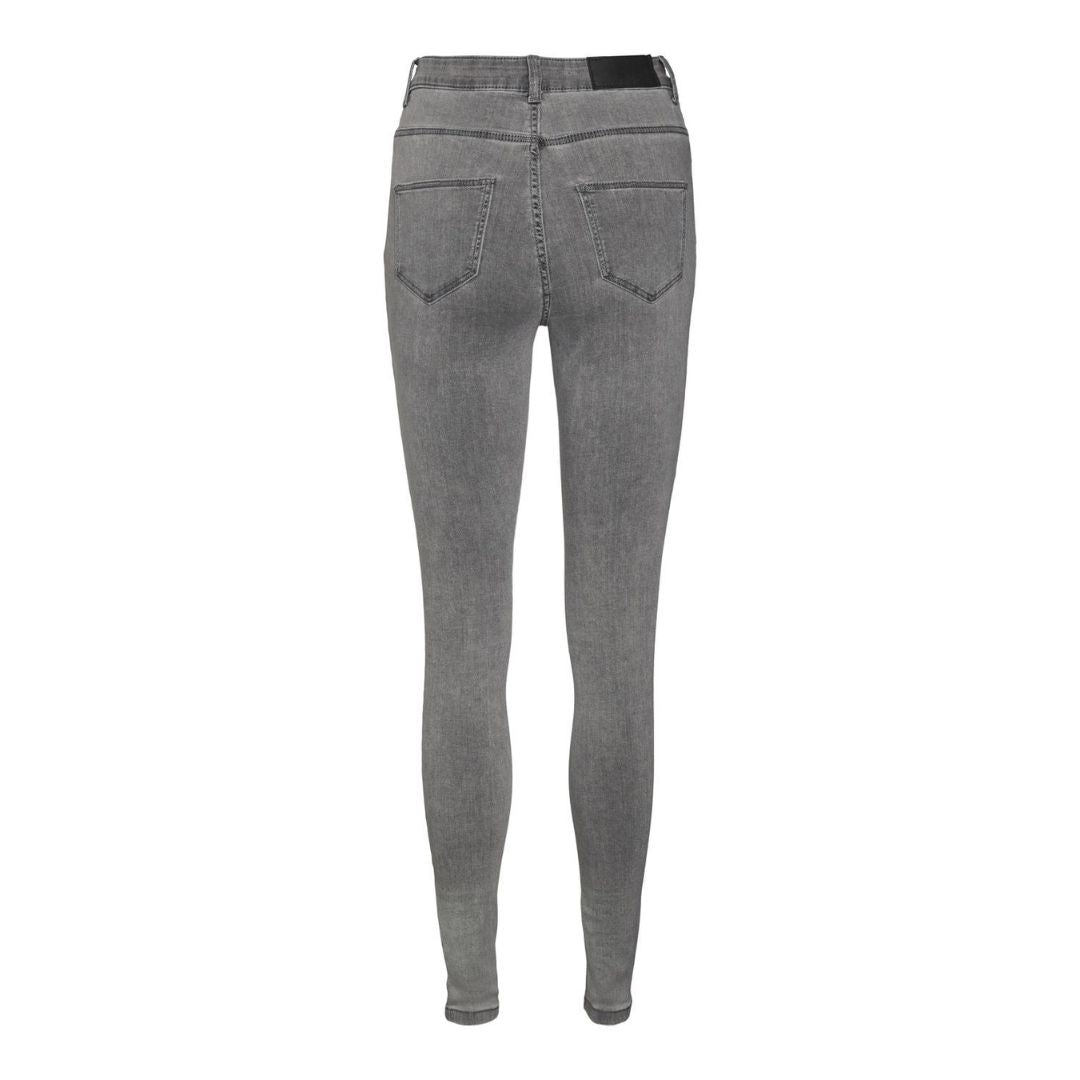 Noisy May - Dames Callie High waist Skinny Jeans -Lichtgrijs