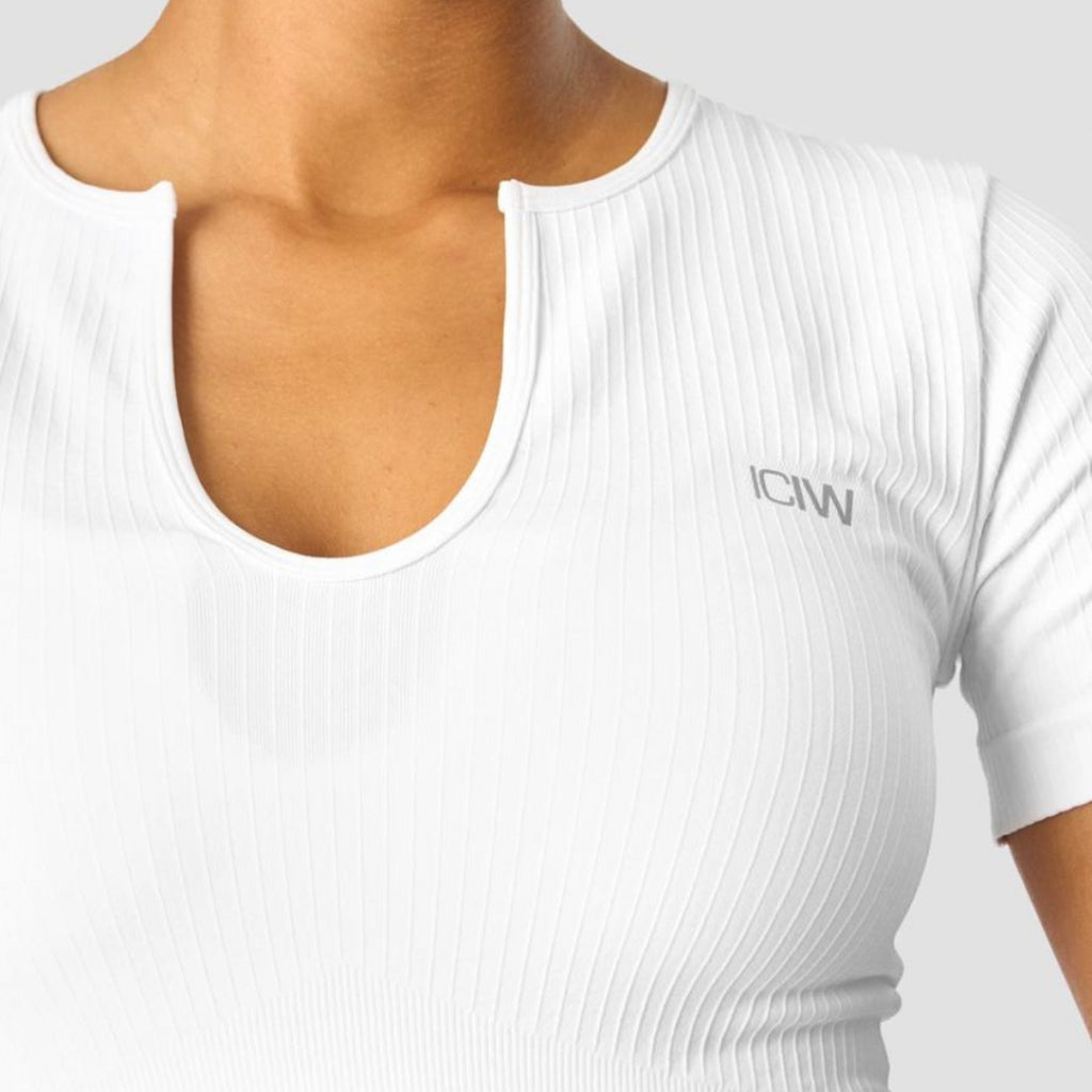 ICANIWILL – Ribbed Define Seamless T-shirt White