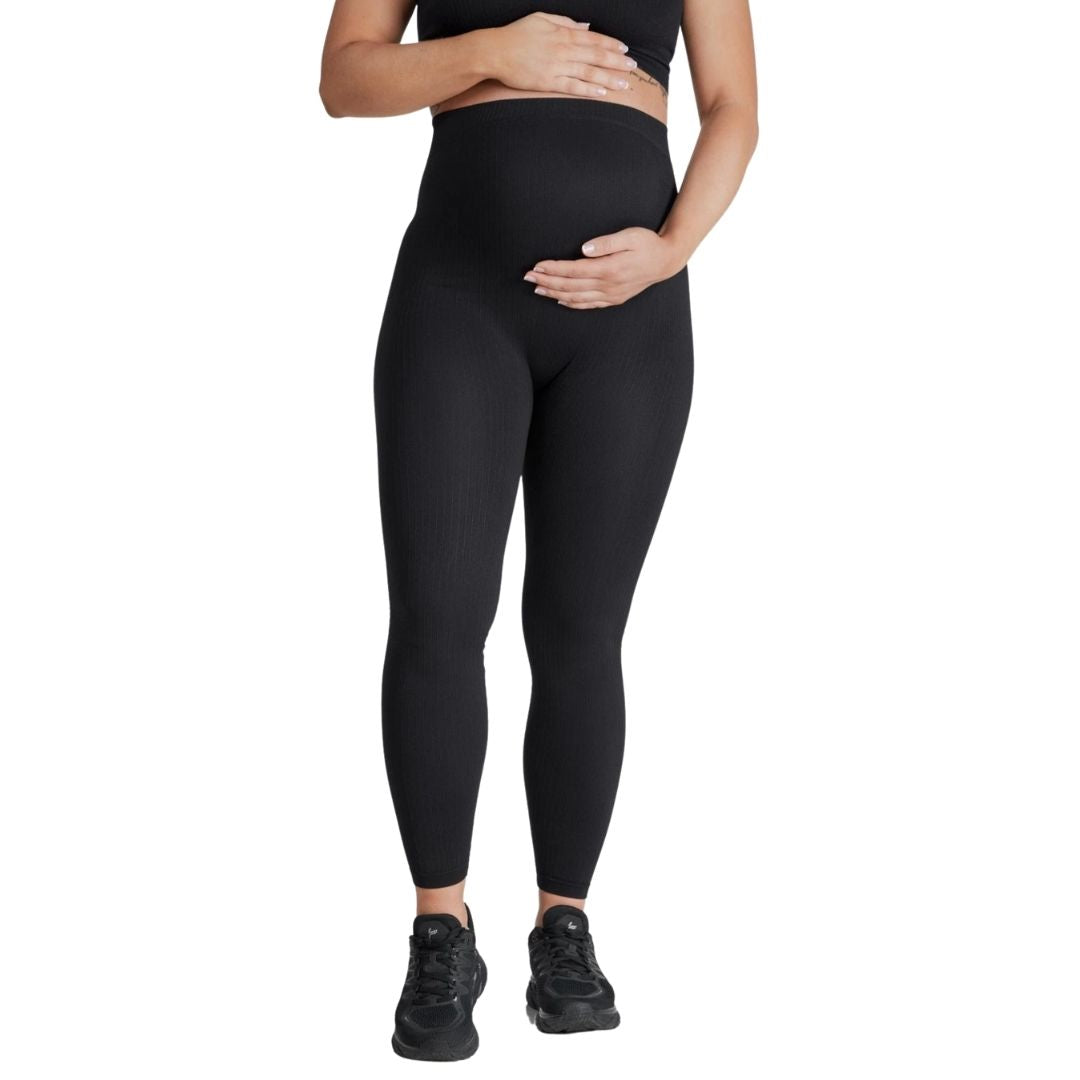 Famme - Ribbed Maternity leggings Zwart