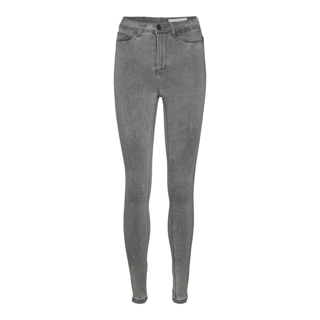 Noisy May - Dames Callie High waist Skinny Jeans -Lichtgrijs