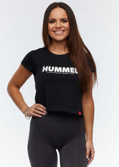 Hummel -Dames Legacy Cropped T-shirt -Zwart