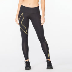 2XU - Light Speed Mid-Rise Compression Leggings Black/Gold Reflective